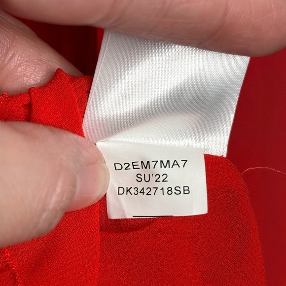 NWT Donna Karan‎ Women's Poet Blouse in Red- Sz XXS - Picture 9 of 9